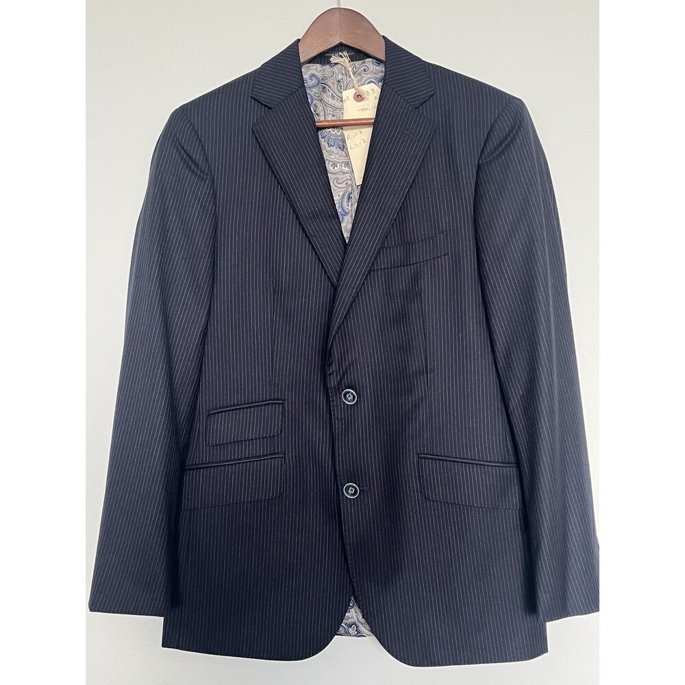 J. Hilburn Vitale Barberis‎ Canonico Wool Mens Blazer Navy Stripe 38R